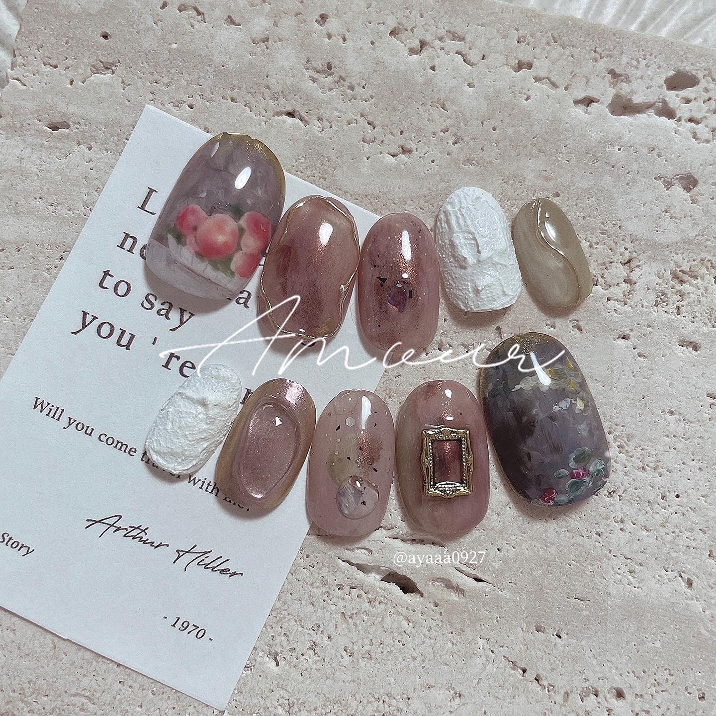 #モネネイル,#絵画ネイルのネイルデザイン