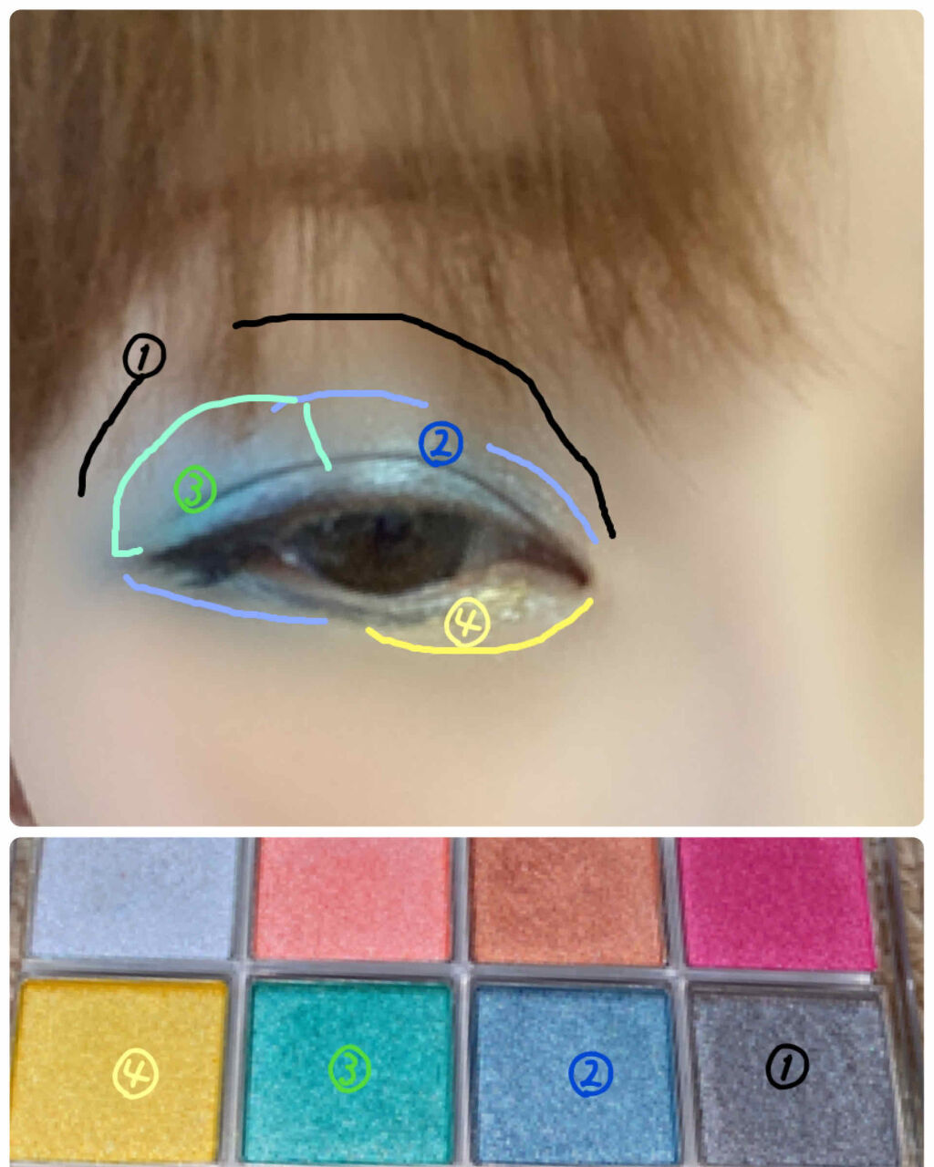 AC8カラーアイパレット/セリア/アイシャドウパレットを使ったクチコミ（3枚目）