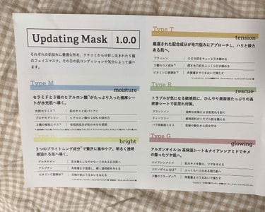 Updating Mask 1.0.0 5タイプセット 1セット5枚入り/meol/シートマスク・パックを使ったクチコミ（2枚目）