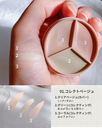 カバーパーフェクション トリプル ポット コンシーラー/the SAEM/パレットコンシーラーを使ったクチコミ(2枚目)