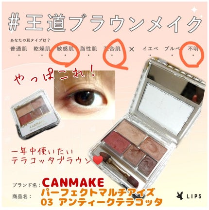パーフェクトマルチアイズ/キャンメイク/アイシャドウパレットを使ったクチコミ(1枚目)