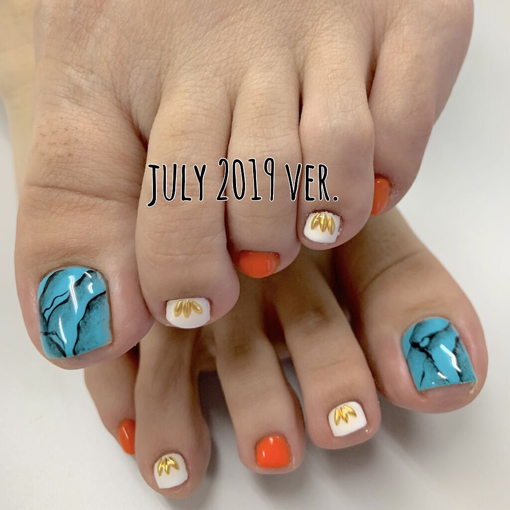 #ターコイズネイル,#フットネイルのネイルデザイン