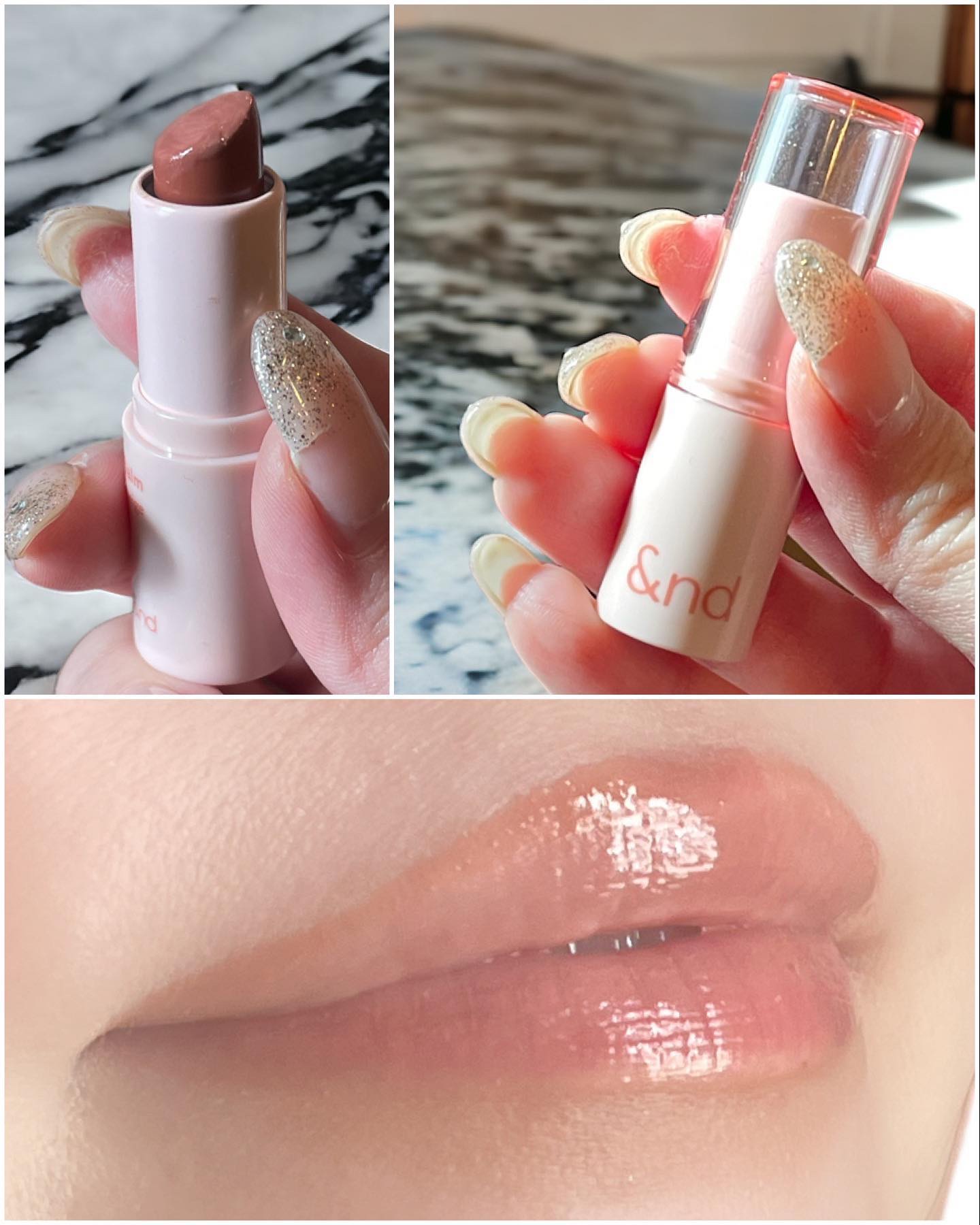 アンドバイロムアンド グラッシーバーム BE01 ナッツベージュ/&nd by rom&nd/口紅を使ったクチコミ（2枚目）