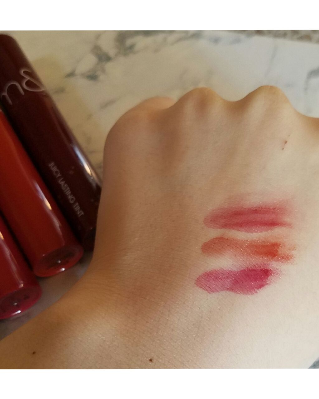 ジューシーラスティングティント/rom&nd/リップティントを使ったクチコミ(3枚目)