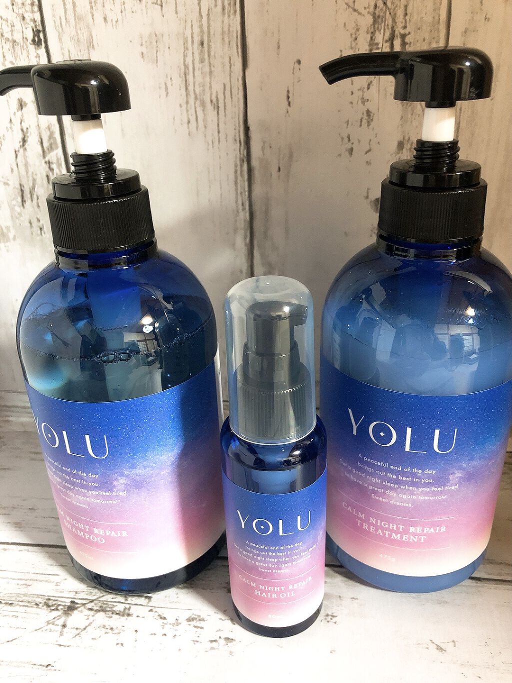 カームナイトリペアシャンプー／トリートメント/YOLU/市販シャンプーを使ったクチコミ（1枚目）