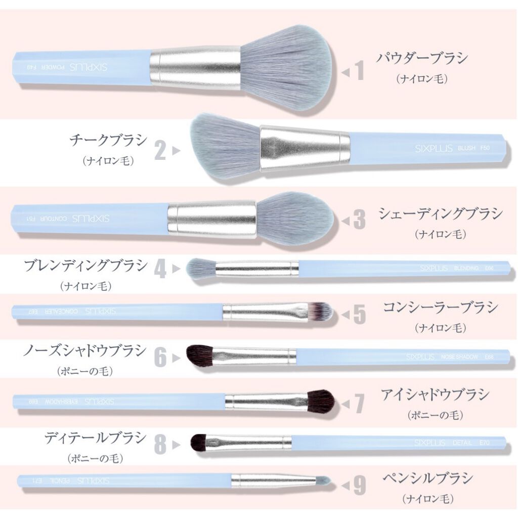 SIXPLUS 八角メイクブラシ9本セット—Inspiration シリーズ/SIXPLUS/メイクブラシを使ったクチコミ(4枚目)