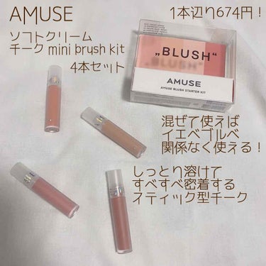 ミニブラッシュキット/AMUSE/ジェル・クリームチークを使ったクチコミ（1枚目）