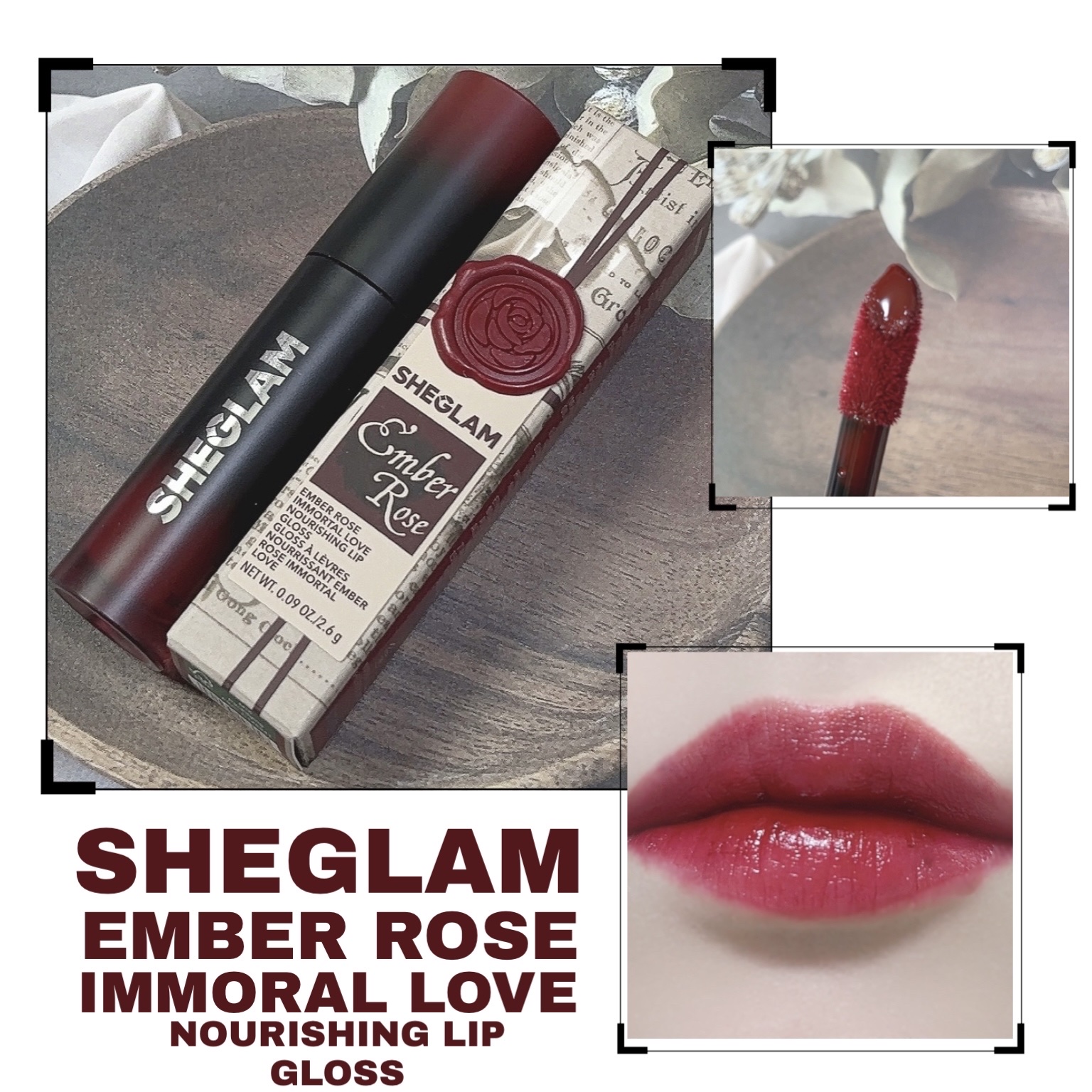 SHEGLAM Ember Rose Collection リップスティックのクチコミ「☆SHEGLAM   Ember Rose IMMORAL LOVE
NOURISHING L.....」（1枚目）