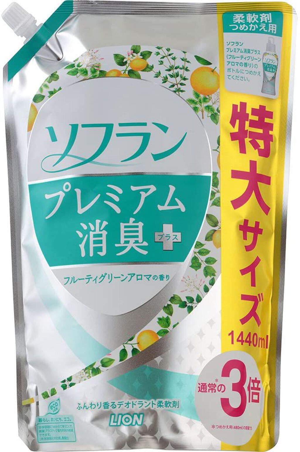 ソフラン プレミアム消臭プラス フルーティグリーンアロマの香り 詰め替え用 特大 1440ml
