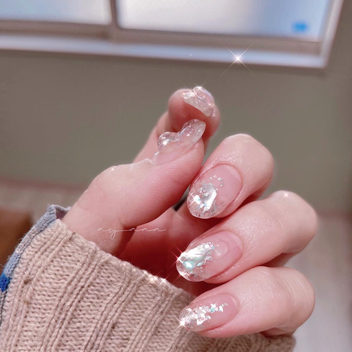 #キラキラネイル,#ぷっくりネイル,#ラメネイルのネイルデザイン