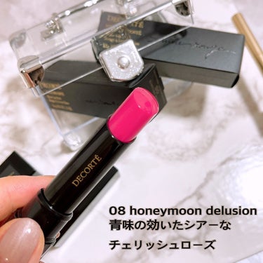 DECORTÉ ルージュ デコルテのクチコミ「✔ 08 honeymoon delusion
青味の効いたシアーなチェリッシュローズ

薄づ.....」（2枚目）