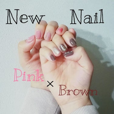 ︎︎︎︎☑︎ Pink×Brown Nail  💅🏻💅🏻
_________________________________________________

今回は親指にパールを乗せみた~~☺︎︎
最