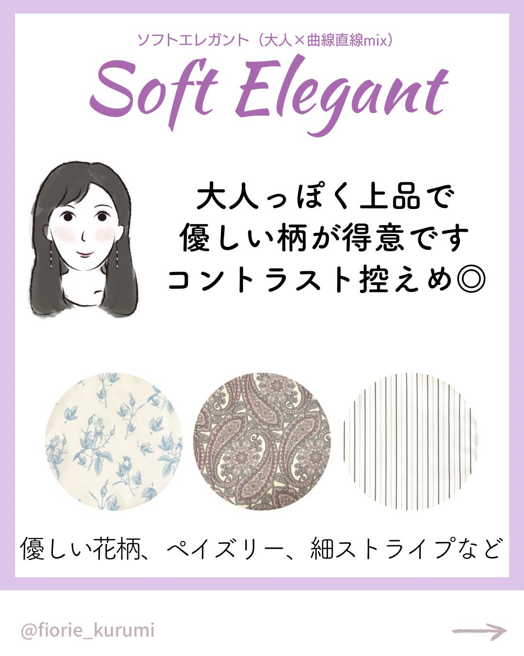 kurumi パーソナルカラーアナリスト on LIPS 「顔タイプ別おすすめ柄パターン🐑顔タイプ診断協会監修のオリジナル..」(7枚目)