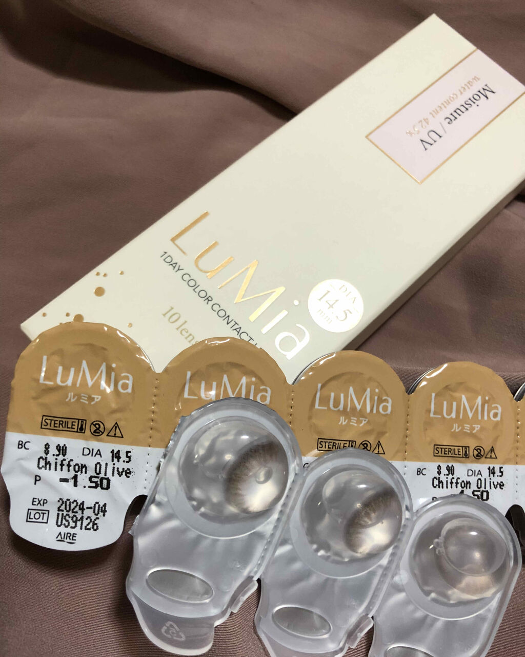 LuMia 1day シフォンオリーブプラス/LuMia/ワンデー（１DAY）カラコンを使ったクチコミ（1枚目）