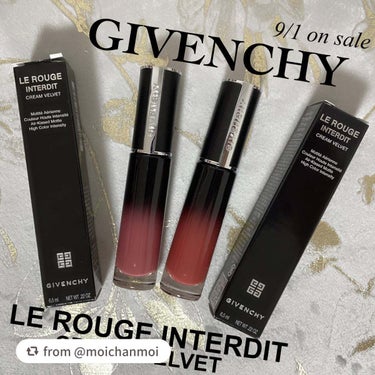 ＼空気のような付け心地／

【moichanmoiさんから引用】

“GIVENCHY
ルージュ・アンテルディ・クリーム・ベルベット

9/1全国発売♡
ルージュ・アンテルディシリーズに禁断のクリームリ