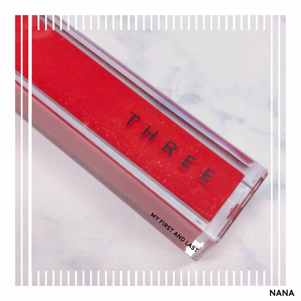 シマリング リップジャム 08 RED SHOE TWIST/THREE/リップグロスを使ったクチコミ（2枚目）