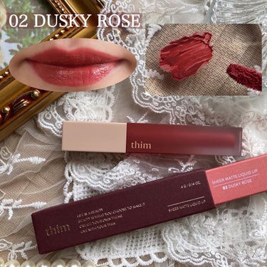 シアーマットリキッドリップ 02 Dusky Rose/thim/口紅を使ったクチコミ（3枚目）