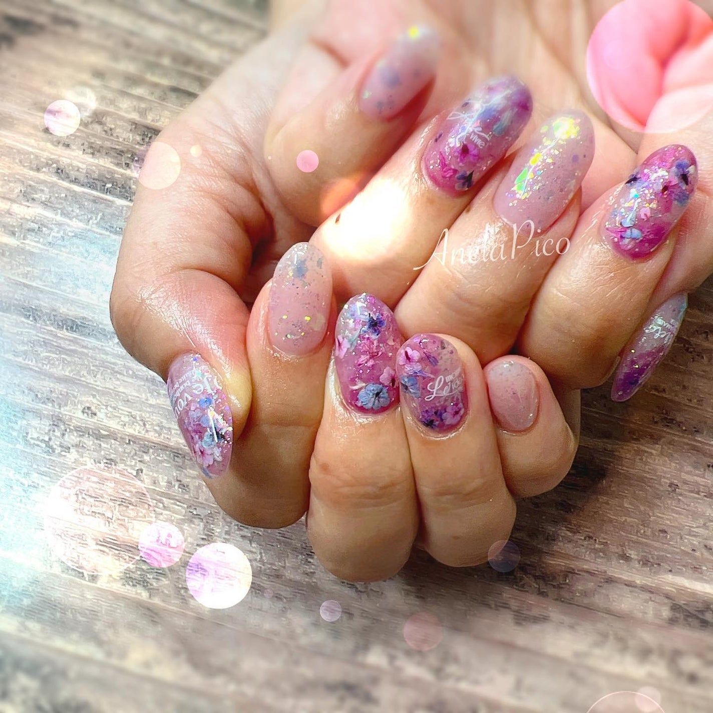 mamico on LIPS 「*まだ梅雨も明けないので、紫陽花イメージしてベースにクリアパー..」(1枚目)