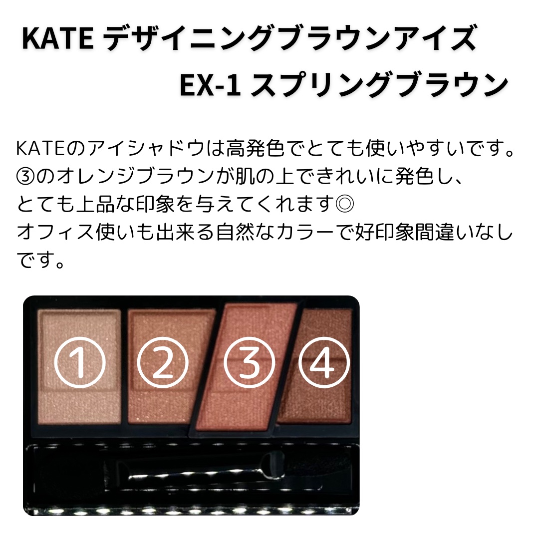 デザイニングブラウンアイズ EX-1 スプリングブラウン(限定)/KATE/アイシャドウパレットを使ったクチコミ（2枚目）