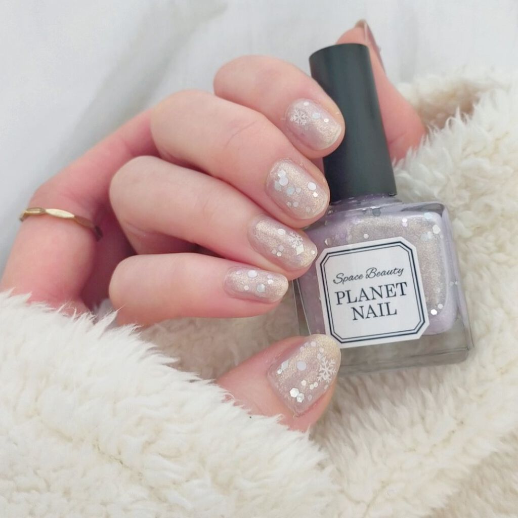 #簡単ネイル,#粉雪ネイル,#秋冬ネイル,#ピンクネイル,#キラキラネイルのネイルデザイン