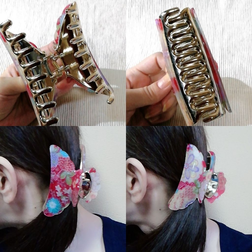 バンスクリップ 和柄フラワー/DAISO/ヘアアクセサリーを使ったクチコミ（2枚目）