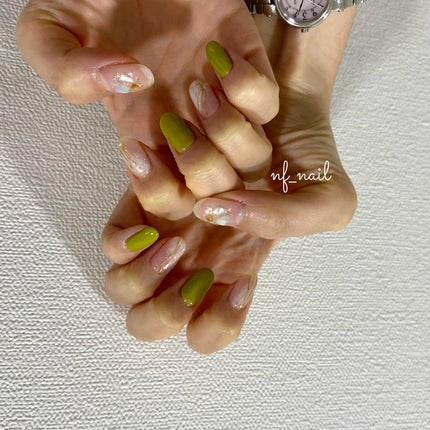 Natsumi◎nailist on LIPS 「nuance.抹茶カラー🍃.#ネイル#ネイルデザイン#ネイ..」(1枚目)