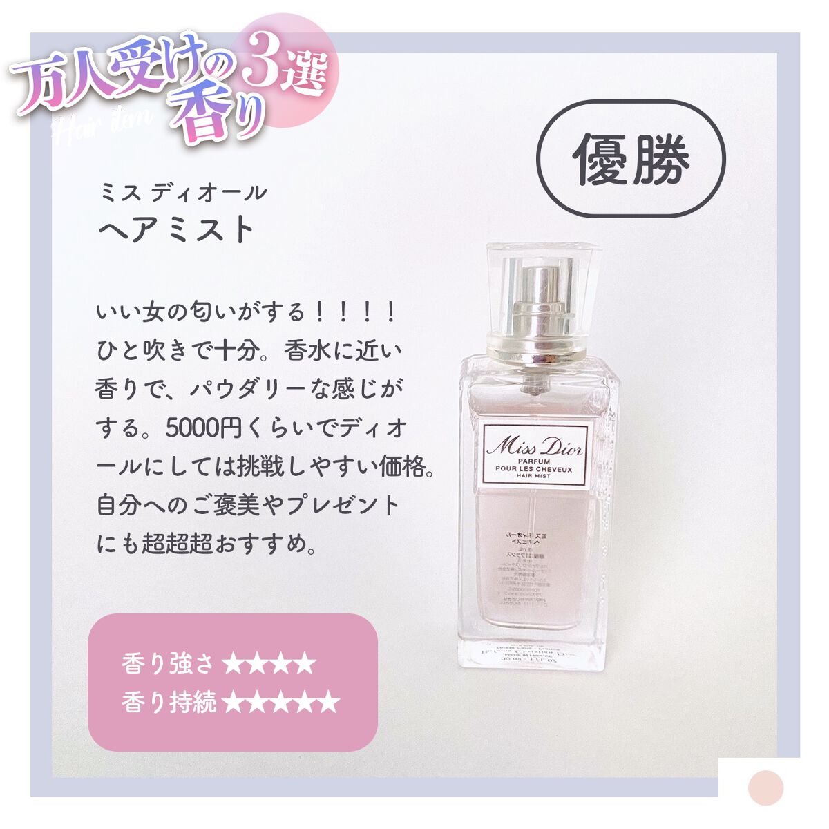 【旧】ミス ディオール ヘア ミスト/Dior/ヘアミストを使ったクチコミ(4枚目)