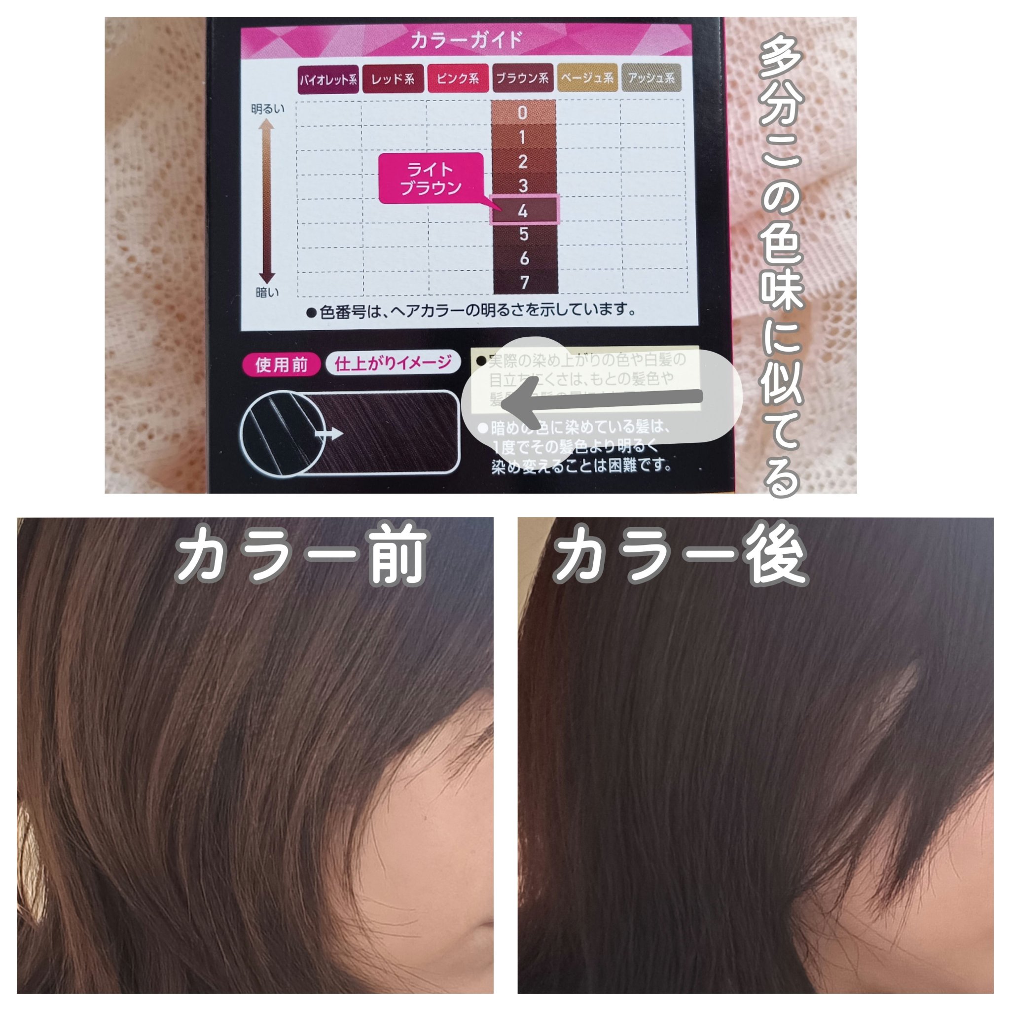 泡カラー 白髪用  4：ライトブラウン/ブローネ/ヘアカラーを使ったクチコミ（2枚目）
