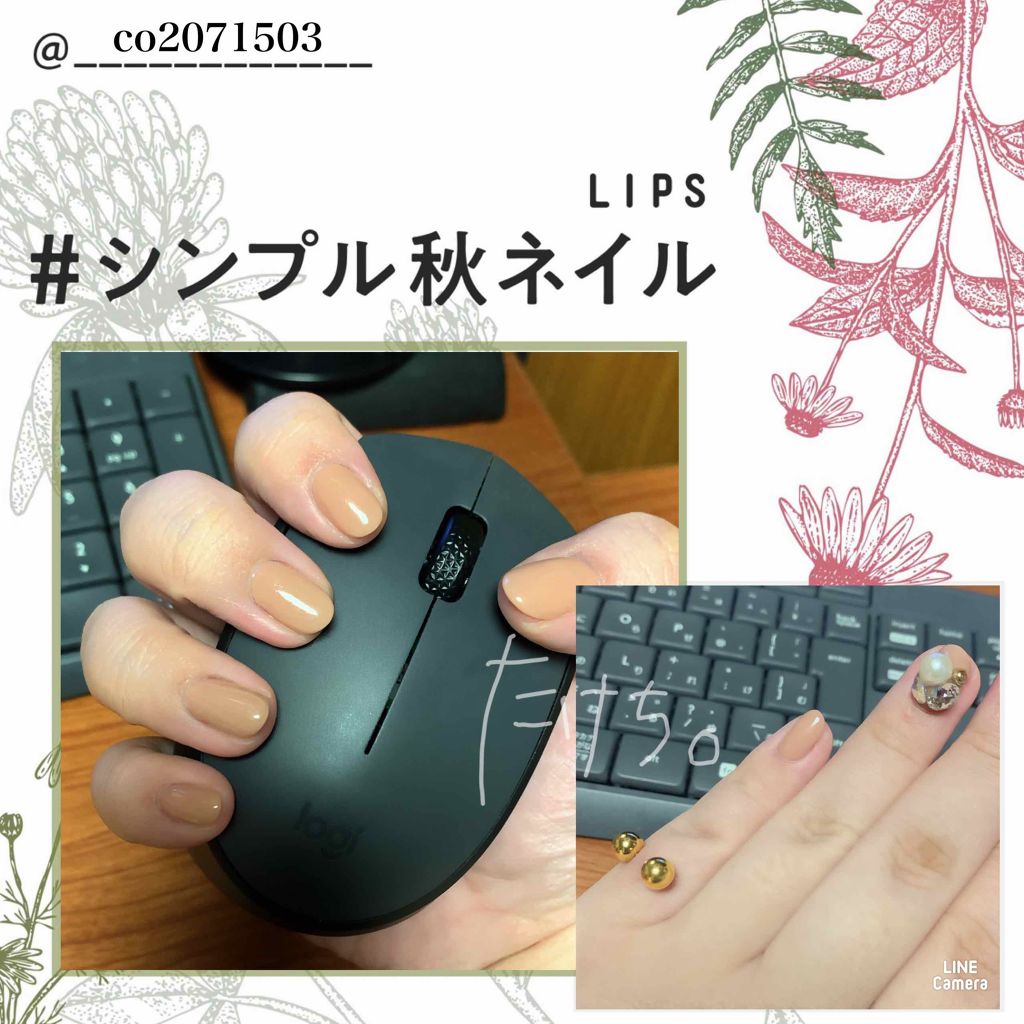 たけち on LIPS 「#シンプル秋ネイル#深爪矯正シンプルであるかは微妙ですがネイル..」(1枚目)