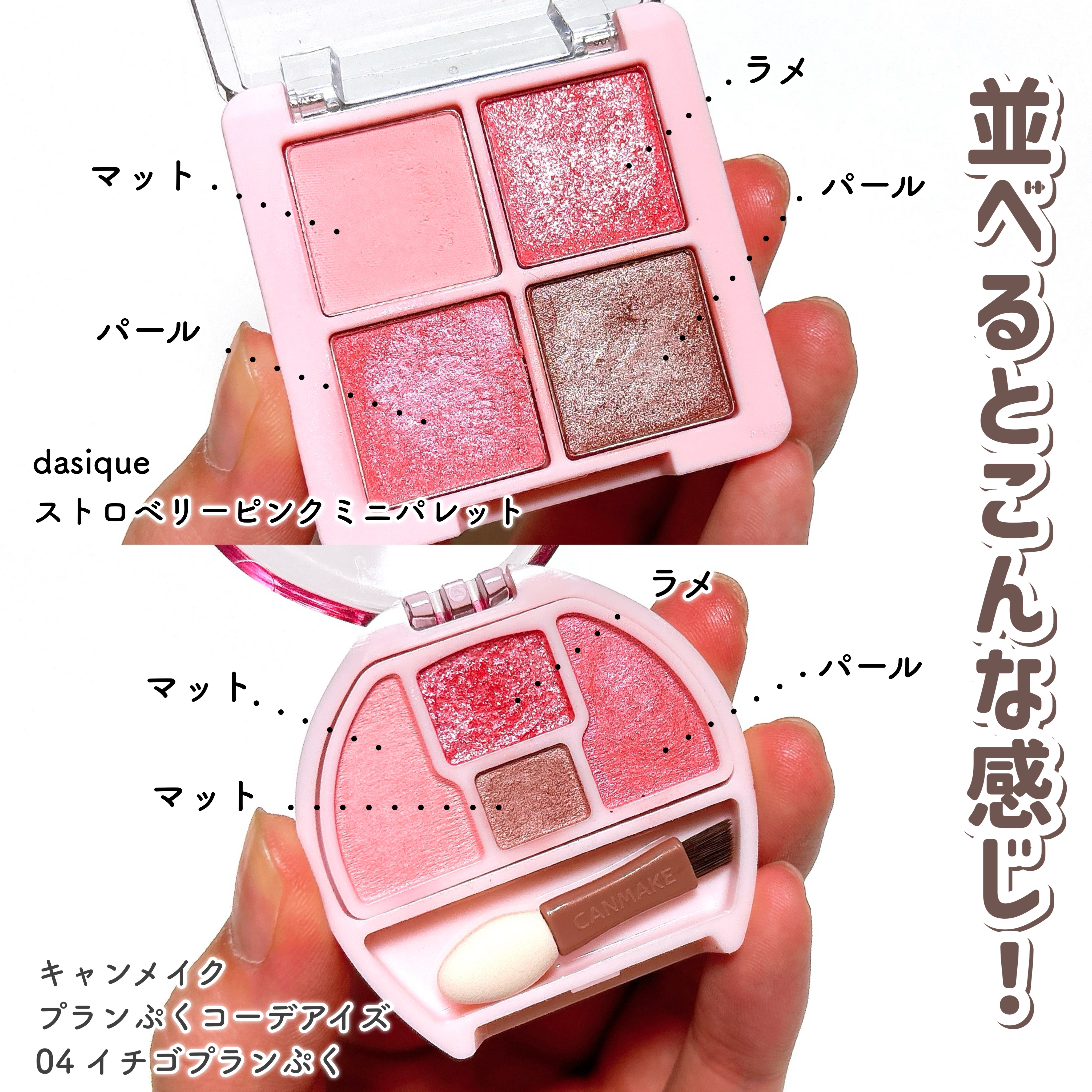 ストロベリーピンクミニパレット/dasique/アイシャドウパレットを使ったクチコミ（3枚目）