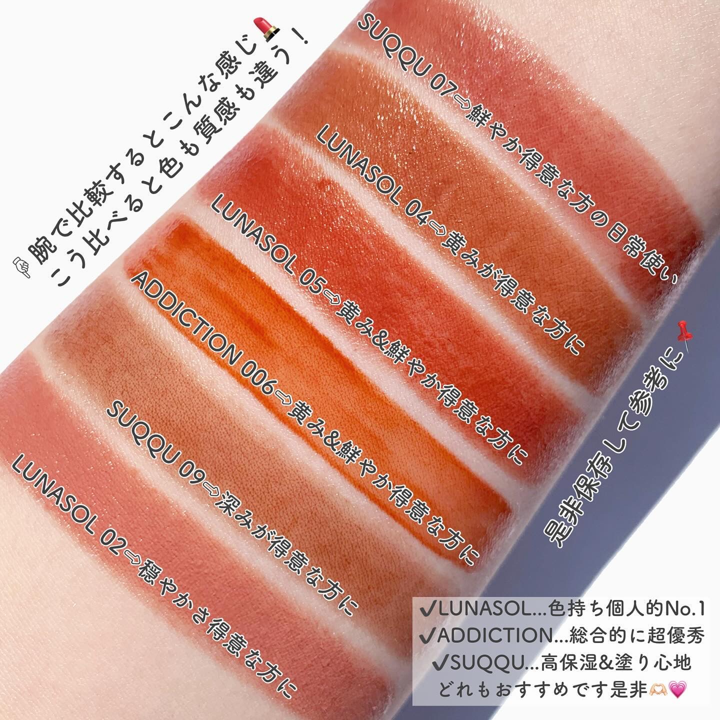あなたはどっち派？SUQQU・LUNASOL・ADDICTIONの口紅・グロス・リップ
