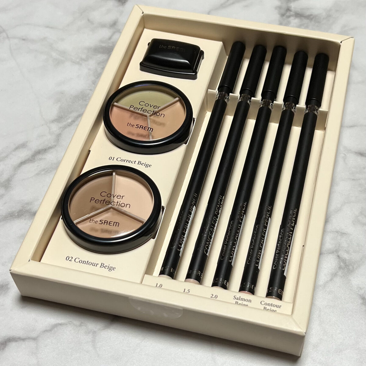 カバーパーフェクション トリプル ポット コンシーラー 02 コントゥアベージュ/the SAEM/パレットコンシーラーを使ったクチコミ（3枚目）