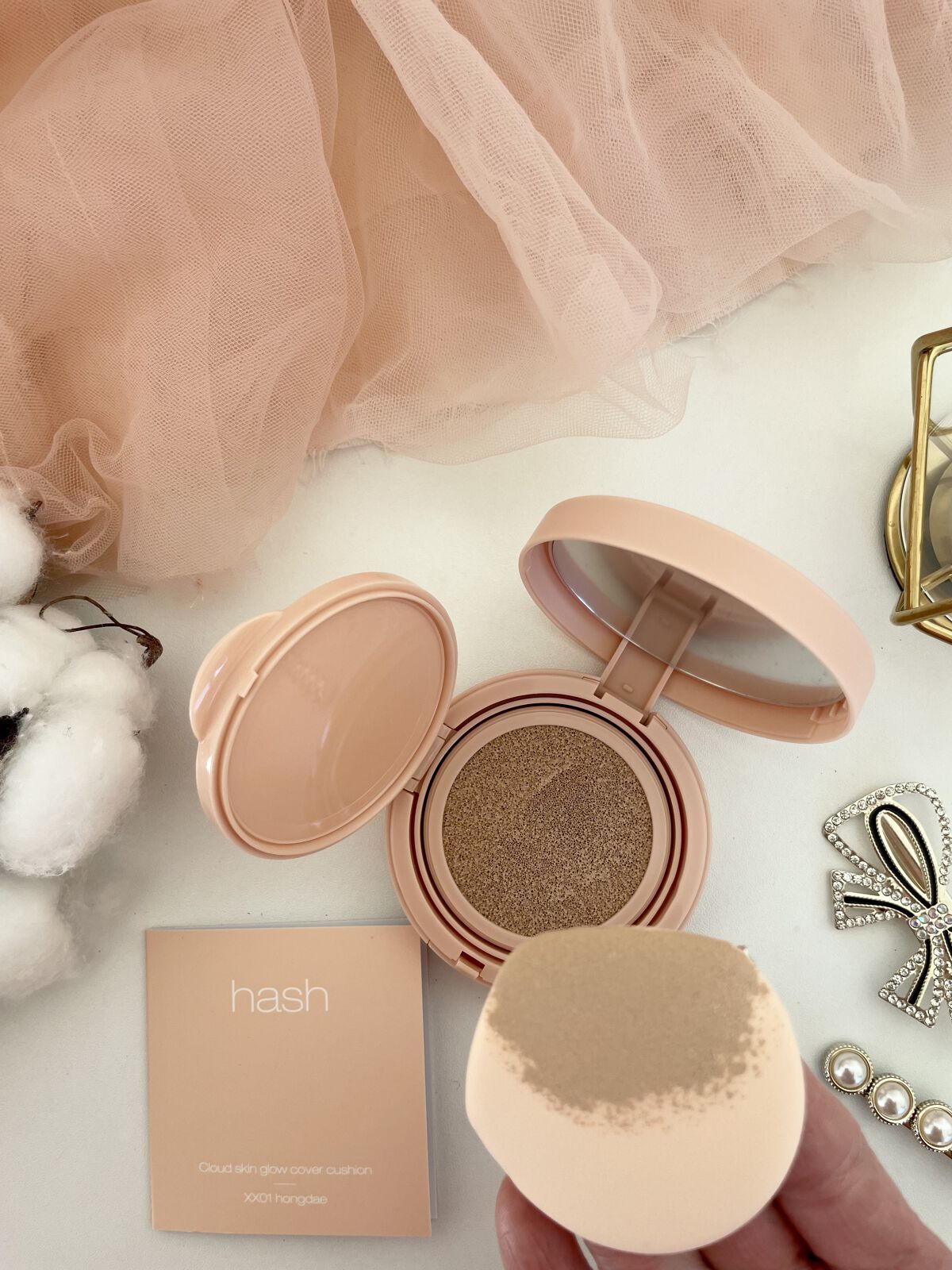 クラウド スキン グロー クッション XX01 ホンデ ピンクベージュ/HASH/クッションファンデーションを使ったクチコミ（2枚目）