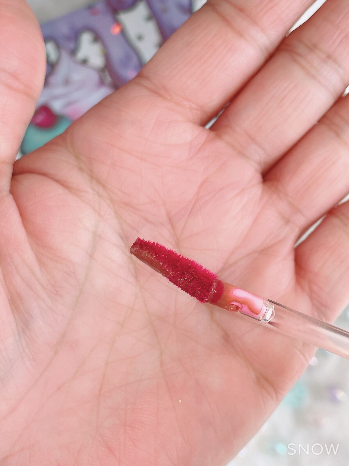 グリスニングウォータリングティント G03 ビタースイートダークチョコレート/FlowerKnows/リップティントを使ったクチコミ（2枚目）