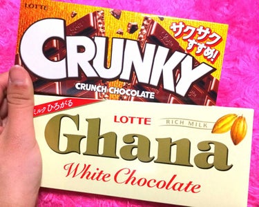 私が11月頃から2月くらいまで、ずーっと何故かどハマりしたチョコレートちゃんです😅😝😆

CRANKY(クランキー)とGhana(ガーナ)のホワイトチョコです♡(*´∀｀*)
誰でも知ってる有名なチョコ