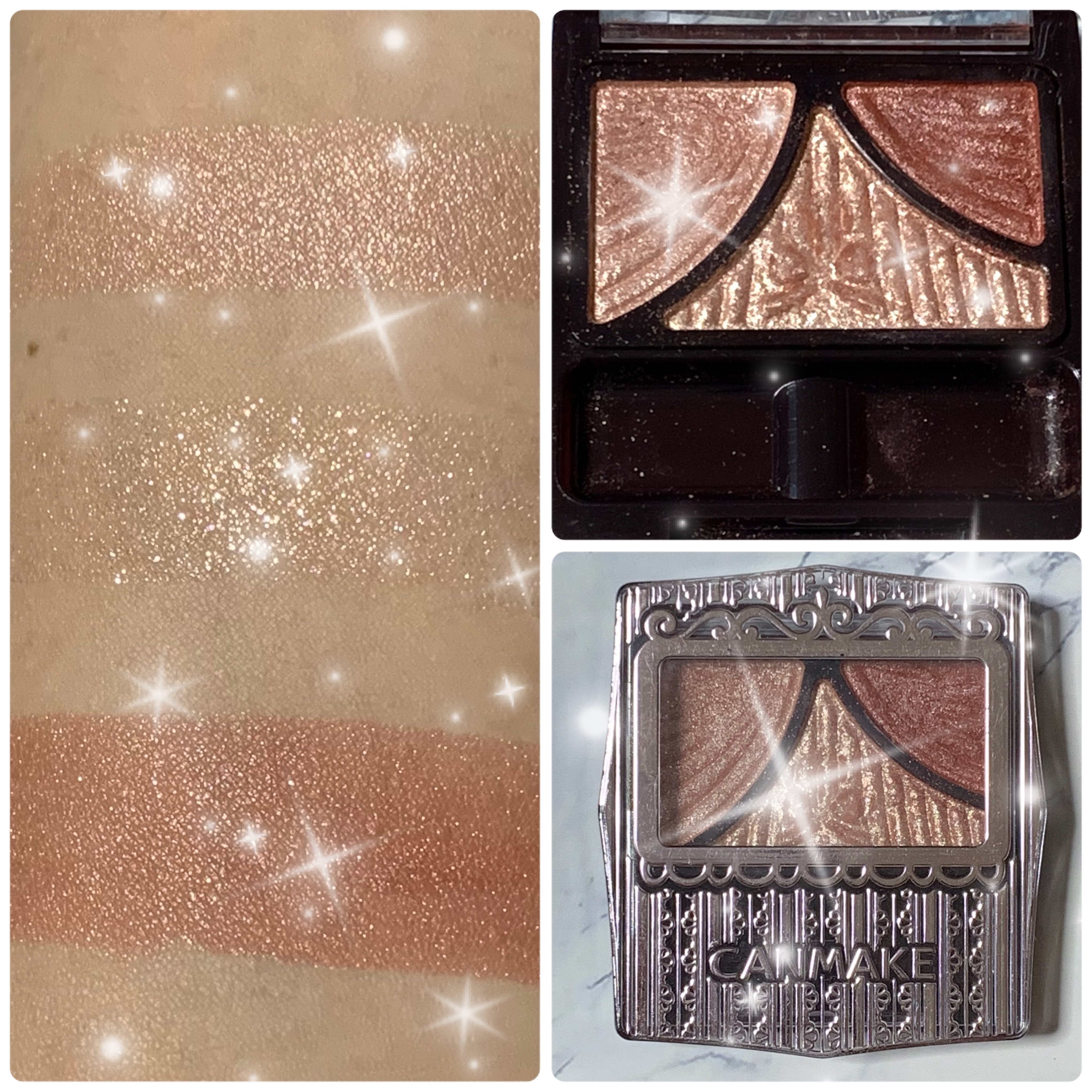 キャンメイクジューシーピュアアイズ
12チャイティーローズ

✼••┈┈••✼••┈┈••✼••┈┈••✼••┈┈••✼

左のカラーはツヤ感がスゴイ。
ピンクだけど、腫れぼったくなるピンクじゃないので、
アイホール全体に入れて使えます。
