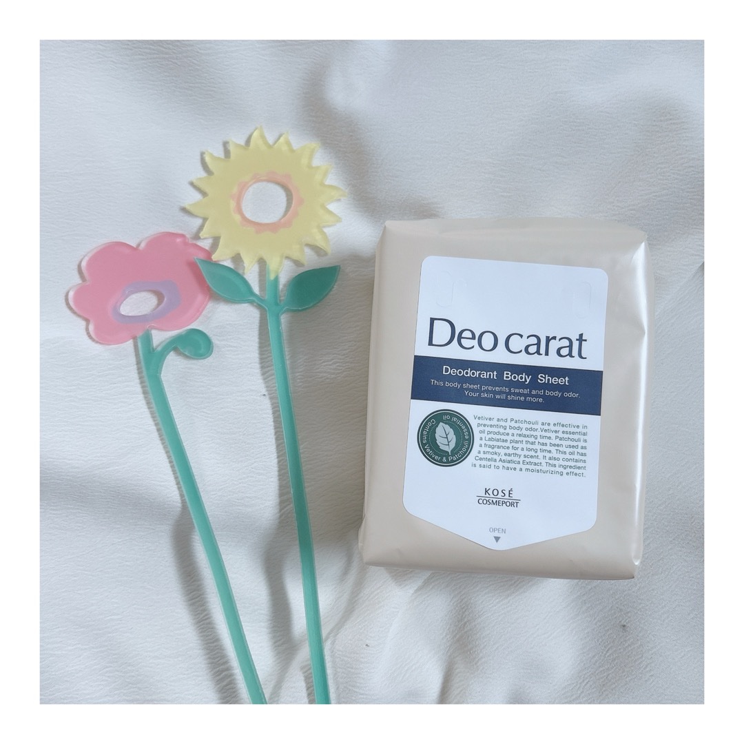 *☼*―――――

‎🤍デオカラット　

・薬用デオドラントボディシート
［医薬部外品］

ひんやり冷感－５℃タッチ🌞✨

さらさら素肌が続くボディーシート✨

40枚入と大容量‼️

気持ち大きめシートなので
拭きやすく使いやすい😊