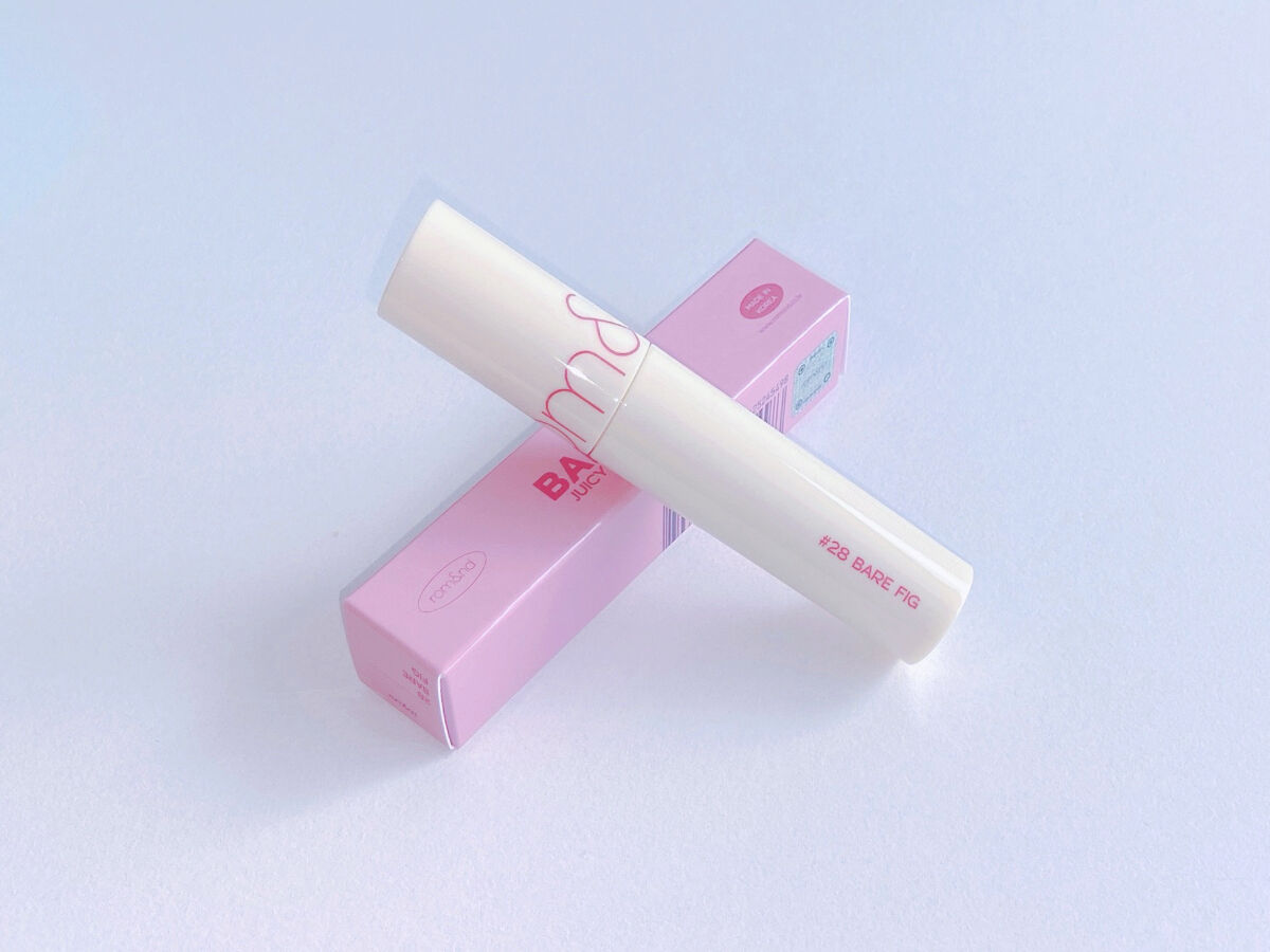 ジューシーラスティングティント 28 ベアフィグ(BARE FIG)/rom&nd/リップティントを使ったクチコミ（2枚目）