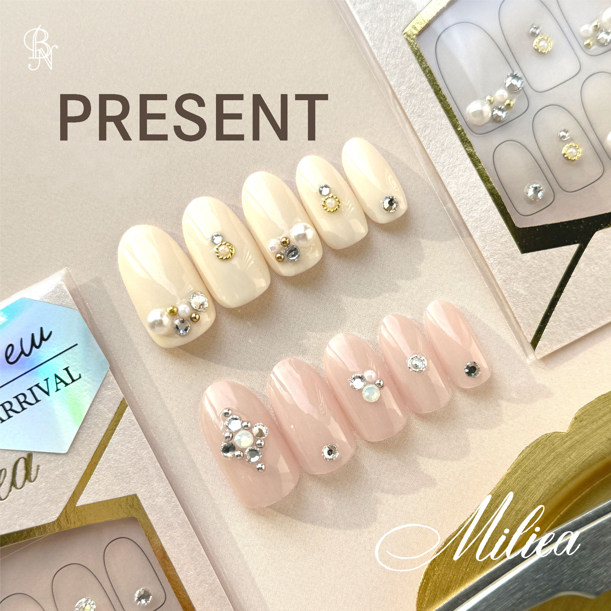 Miliea ミリア　ジュエリーストーンネイルシール　全16種類/ビー・エヌ/ネイルシールを使ったクチコミ（1枚目）