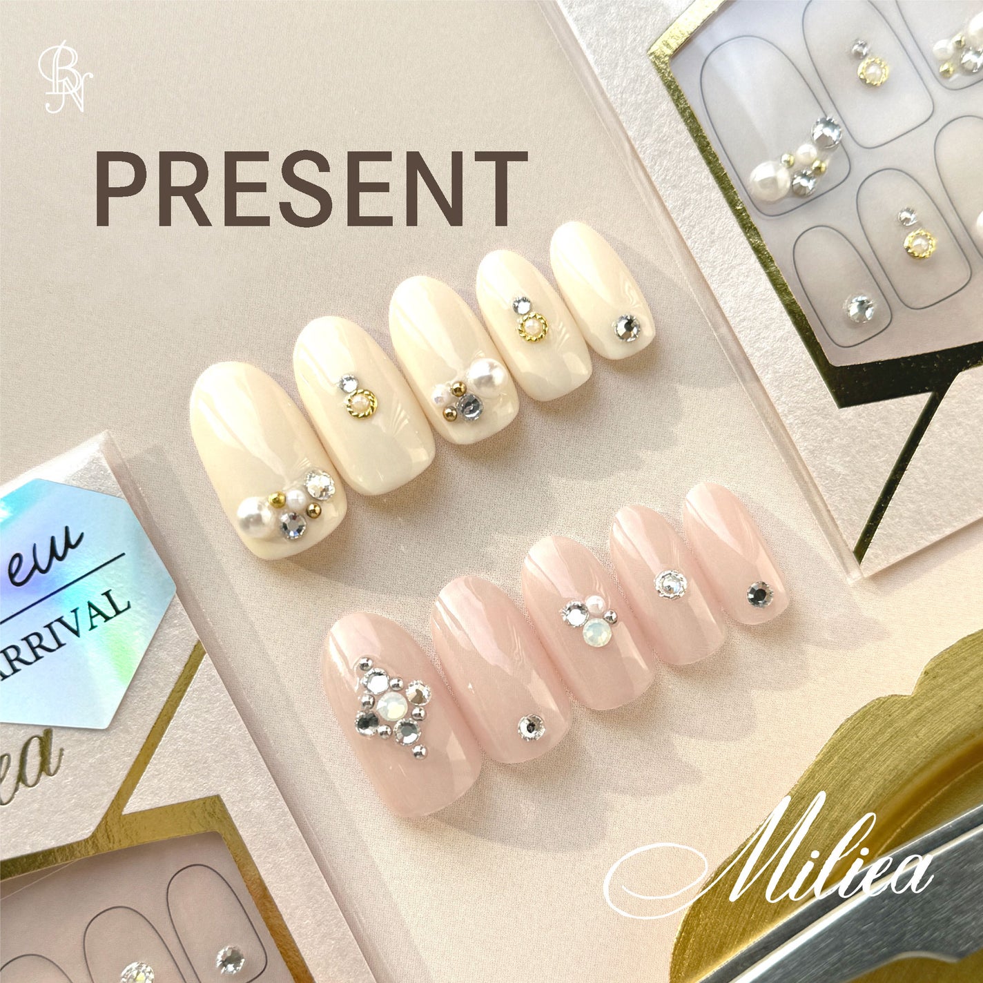 Miliea ミリア ジュエリーストーンネイルシール 全16種類/ビー・エヌ/ネイルシールを使ったクチコミ(1枚目)