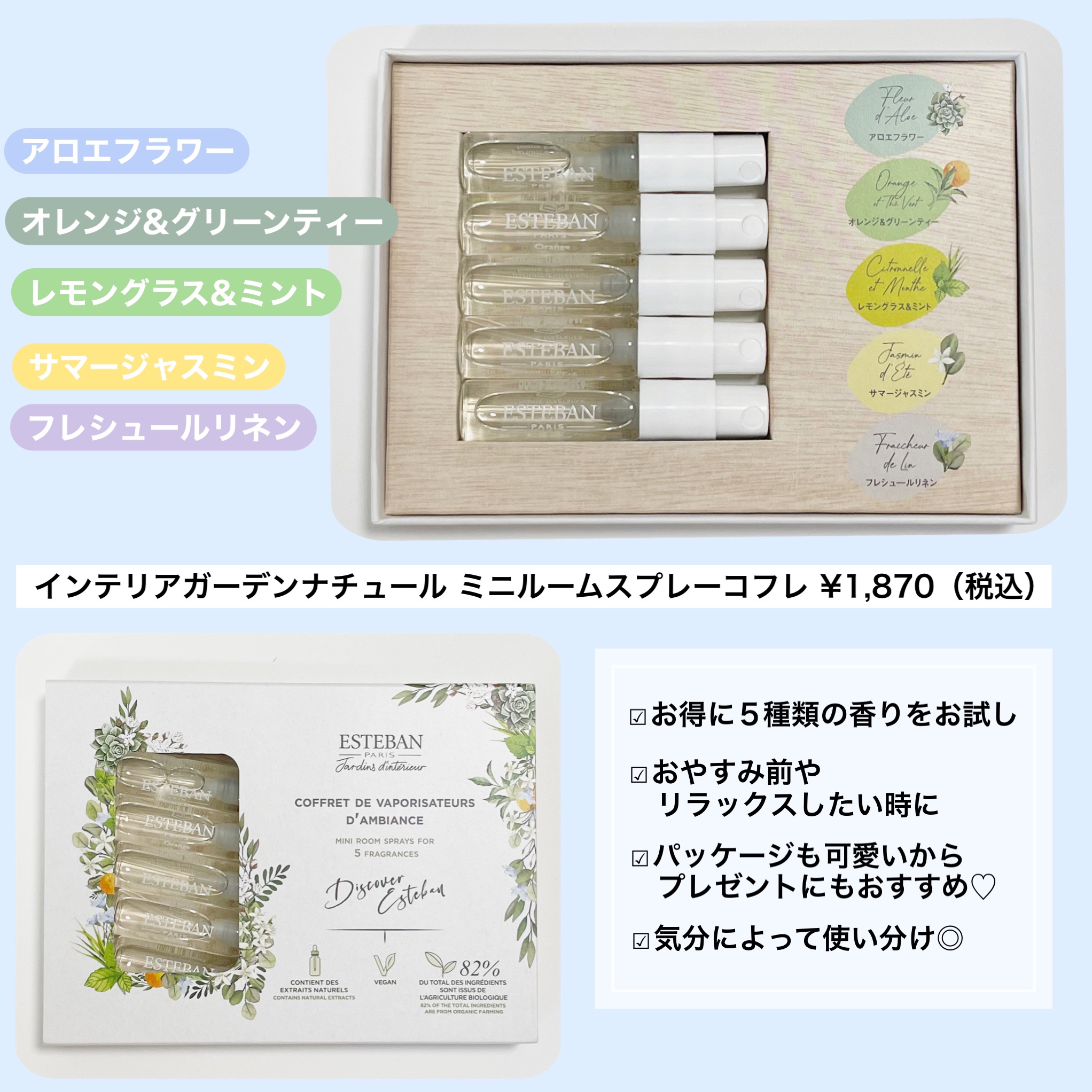 インテリアガーデンナチュール ミニルームスプレーコフレ/ESTEBAN/その他を使ったクチコミ（3枚目）