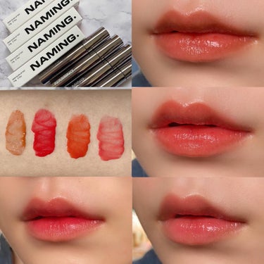 NAMING. デュイグロウリップティントのクチコミ「NAMING.Dewy Glow Lip Tint
4色レビュー♡

今回ご紹介するのは
NA.....」（2枚目）