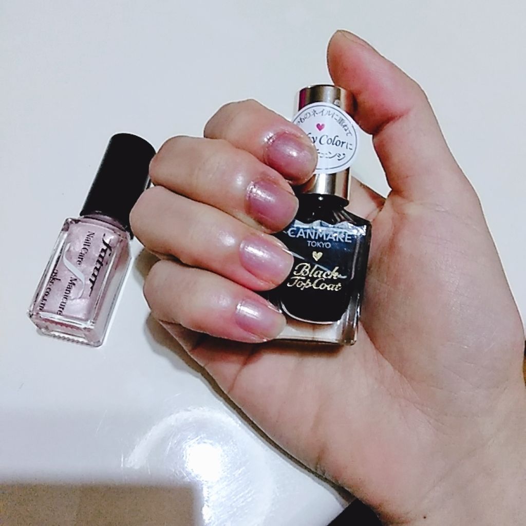 カラフルネイルズ ブラックトップコート/キャンメイク/ネイルトップコートを使ったクチコミ（1枚目）