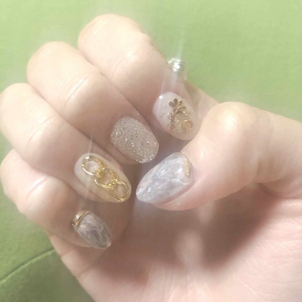 puni🕊🍃 on LIPS 「💅#ジェルネイル#ネイル#チェーンネイル#大理石ネイル#冬ネイ..」(2枚目)
