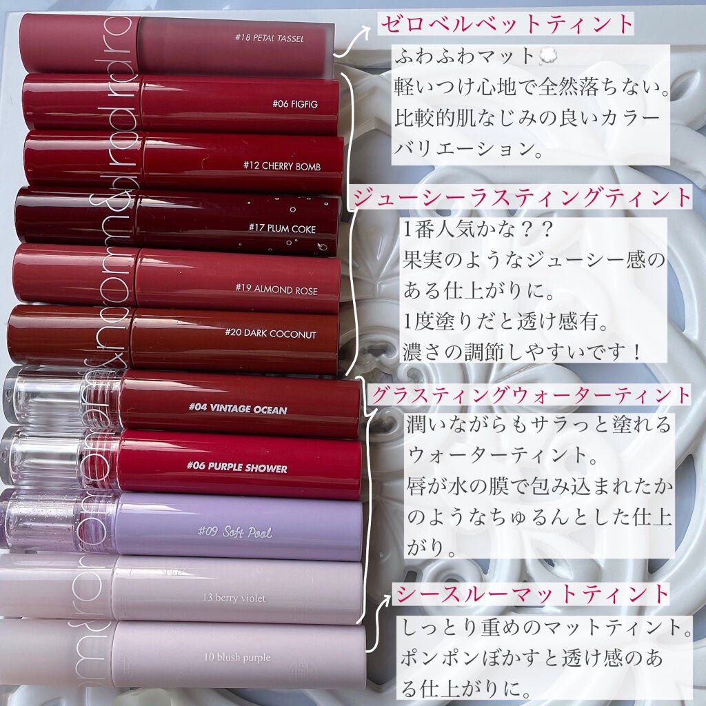 ジューシーラスティングティント/rom&nd/リップティントを使ったクチコミ(2枚目)