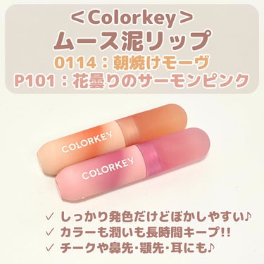 CKムースMリップ(通称：CKムース泥リップ) P101 花曇りのサーモンピンク/COLORKEY/口紅を使ったクチコミ（2枚目）