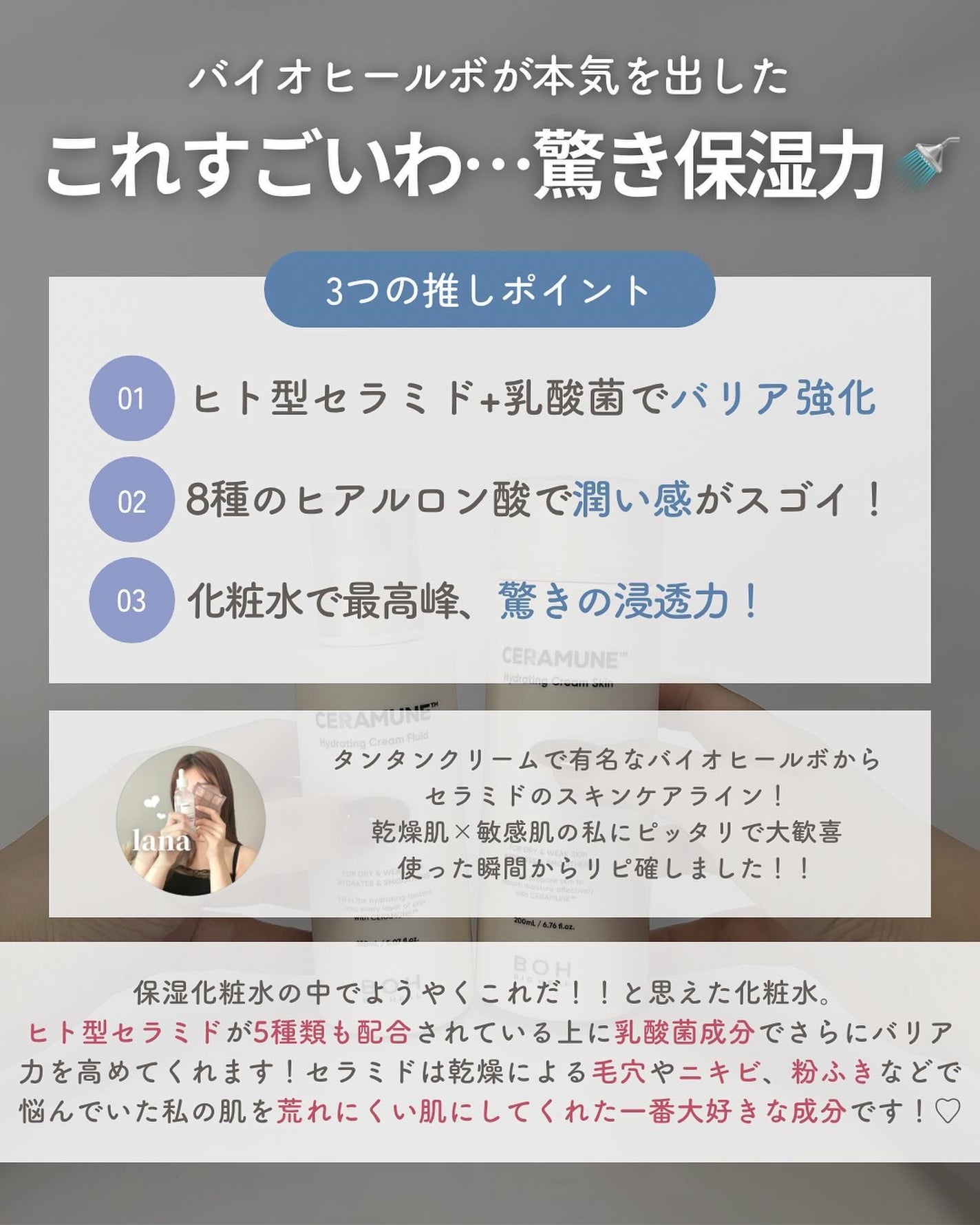 セラミューン™ハイドレーティングクリームスキン /BIOHEAL BOH/乳液を使ったクチコミ(2枚目)