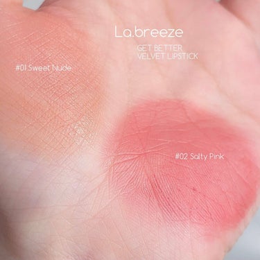 ゲットベターベルベットリップスティック 02 salty pink/La.breeze/口紅を使ったクチコミ（2枚目）