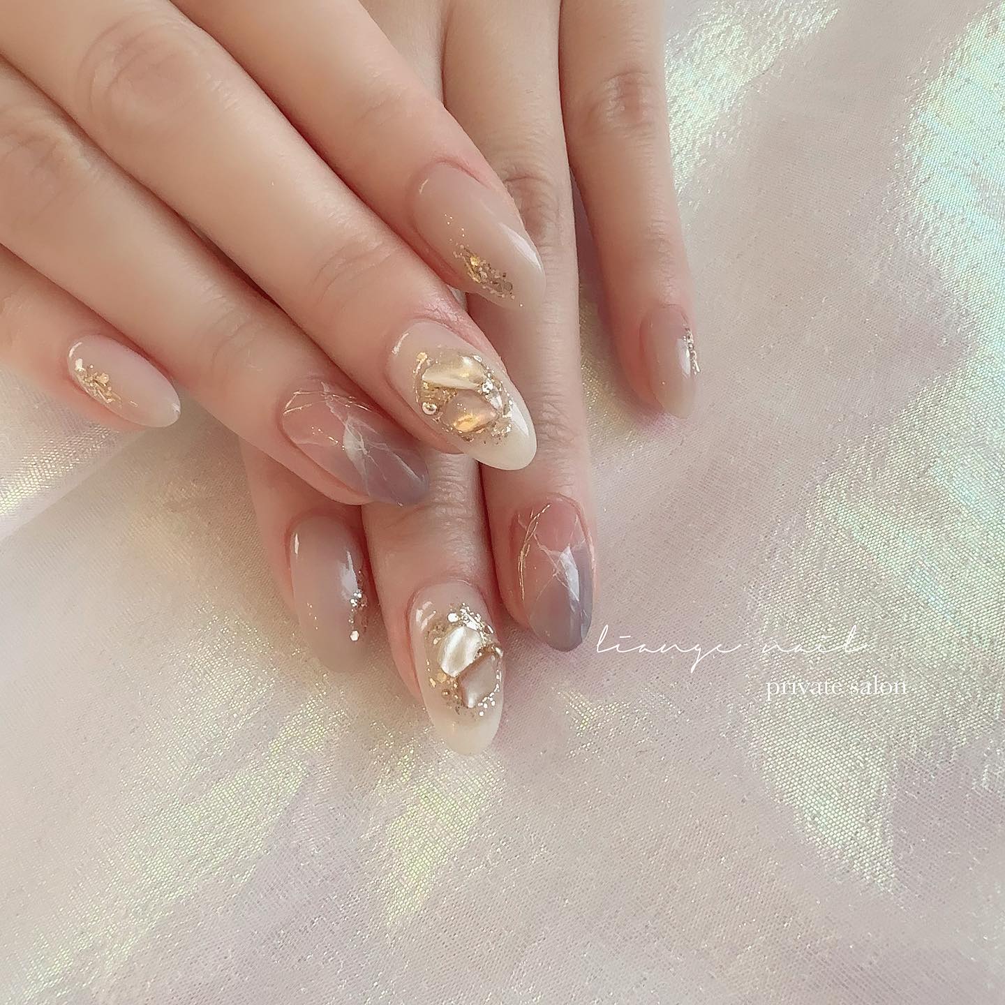 #ネイル,#大人ニュアンスネイル,#ニュアンスネイル,#ジェルネイル,#天然石ネイル,#夏ネイル,#シェルネイルのネイルデザイン