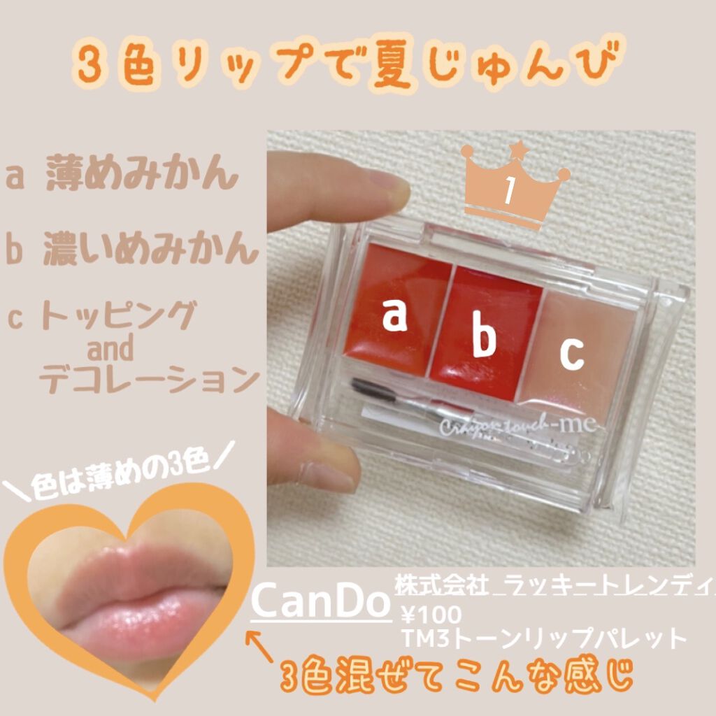 スリートーンリップパレット/キャンドゥ/リップグロスを使ったクチコミ（1枚目）